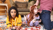 Gamer girl superfuck with two innocent gals