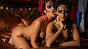 Latin girls celebrate in sexy costumes and makeup