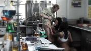 Teacher fuck scene with two stacked schoolgirls