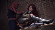 Redheade slut in a tight lates suit is getting filled up