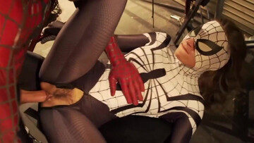 Spider-Man having sex in missionary with Spidergirl