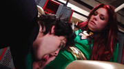 Redhead with a fat bum schlonged in a comic book parody