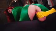 Redhead with a fat bum schlonged in a comic book parody