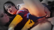 Anal and oral sex for two horny chicks in superhero suits
