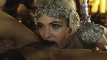 Lesbians lick each other in fantasy oral duo