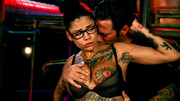 Nerdy babe with sexy tattoos gets roughly fucked and soaked in sperm