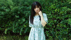 Ringo Fujii acting adorable while posing in the woods