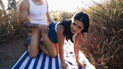 Curvy beauty ends romantic cowgirl romance with a big facial