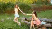 Skinny girls provide passionate oral sex moments in fabulous outdoor duo