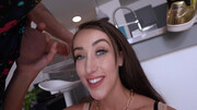 Blue-eyed princess handles monster dick in her thirsty mouth