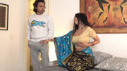 Brunette Hindu teen with huge natural tits gets cam fucked