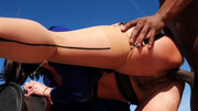 Outdoor interracial by the side of the road for Helena Price