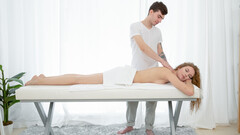 Erotic massage grants thin redhead Mellisandra plenty of dick in her muff