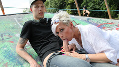 Blonde lady Lora Licious wants to bounce on his dick