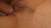 Hairy pussy brunette allows him to enter her