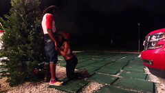 Thick ebony spins the cock in crazy manners until the last drops