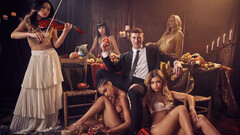 Naked bitches go full mode swapping the same cock until the last drops