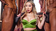 Busty blonde doll spins pair of BBCs in each of her holes