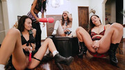 Sensual chicks pose hot together in mind-blowing group scenes