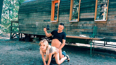 Slender slut gets fucked in the woods and taped doing nasty things