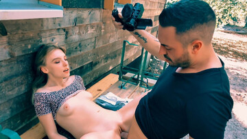 Slender slut gets fucked in the woods and taped doing nasty things