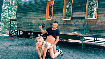 Slender slut gets fucked in the woods and taped doing nasty things