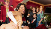 Brunette getting rammed in front of everyone at the wedding