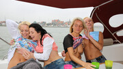 Hot lesbian sluts share remarkable foursome while on a boat