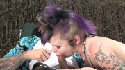 Punk rocker gets fucked poolside in a vintage vid