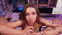 Teen sluts swap this big dick between their pussies in a wet threesome