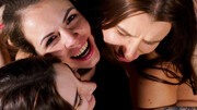 Threesome with girls who fuck by the fire... at night