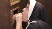 Submissive nun working all the hard dicks at the gloryhole