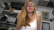 Nerdy Emma Haize gets butt fucked after sloppy blowjob