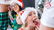 Aroused girls swap their boyfriends for Christmas