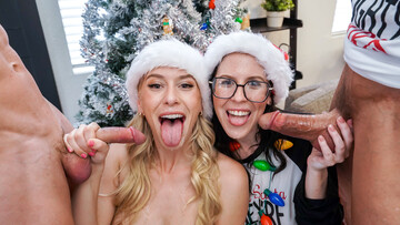 Aroused girls swap their boyfriends for Christmas